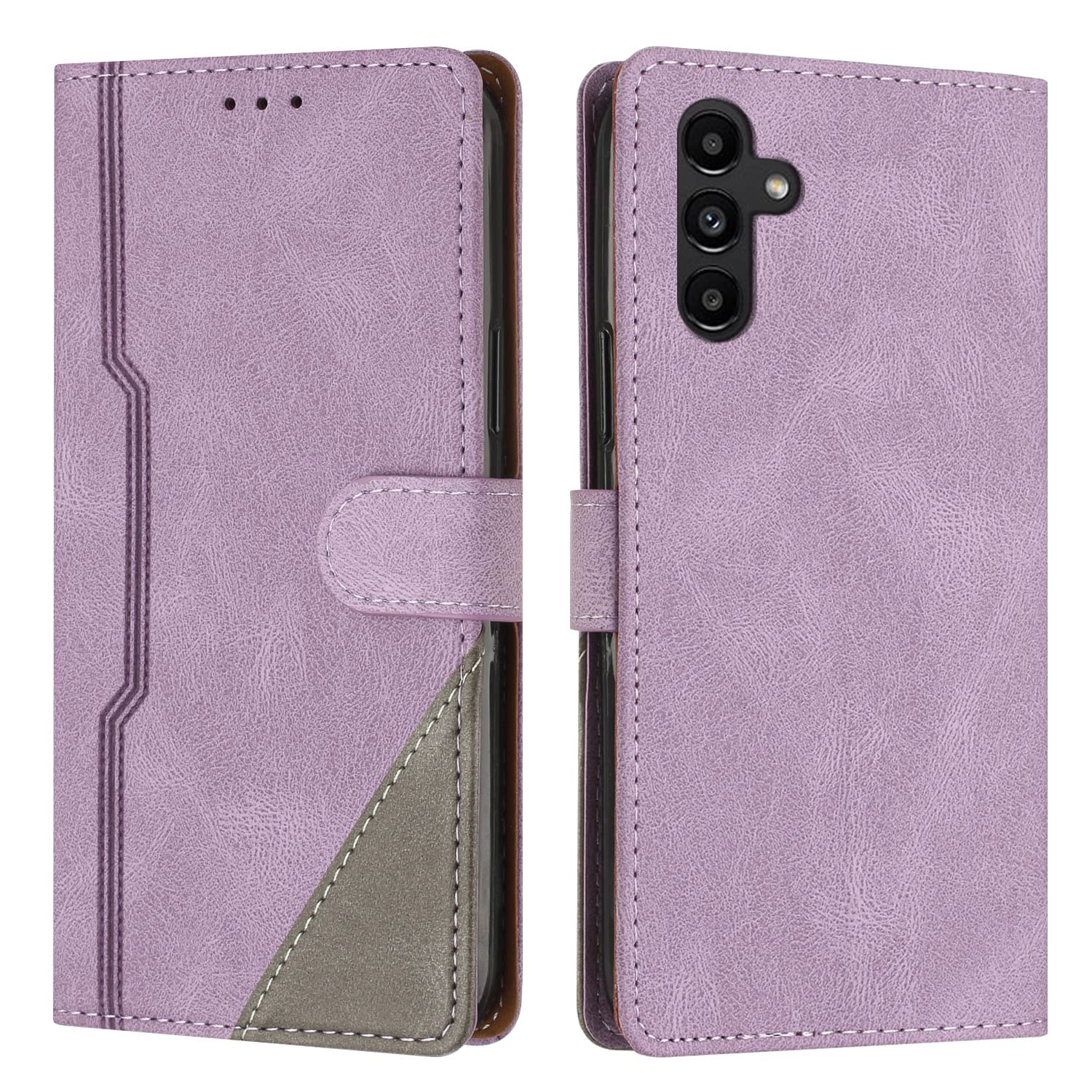XBS-Better Case for Samsung Galaxy A34 5G, Business Splicing Leather Magnetic Credit Card Holder Kickstand Wallet Cover Case for Samsung Galaxy A34 5G-Purple