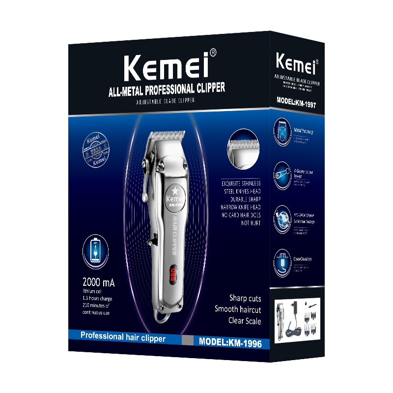 Kemei KM-1996 full metal hair clipper electric cordless trimmer rechargeable electric hair clipper