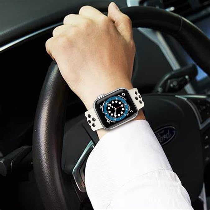 Sport Bands Compatible for Apple Watch Bands 38mm 40mm 41mm 42mm 44mm 45mm 46mm 49mm,Soft Silicone Sport Women Men Replacement Strap Compatible with iWatch Series COLOR STARIGHT BLACK