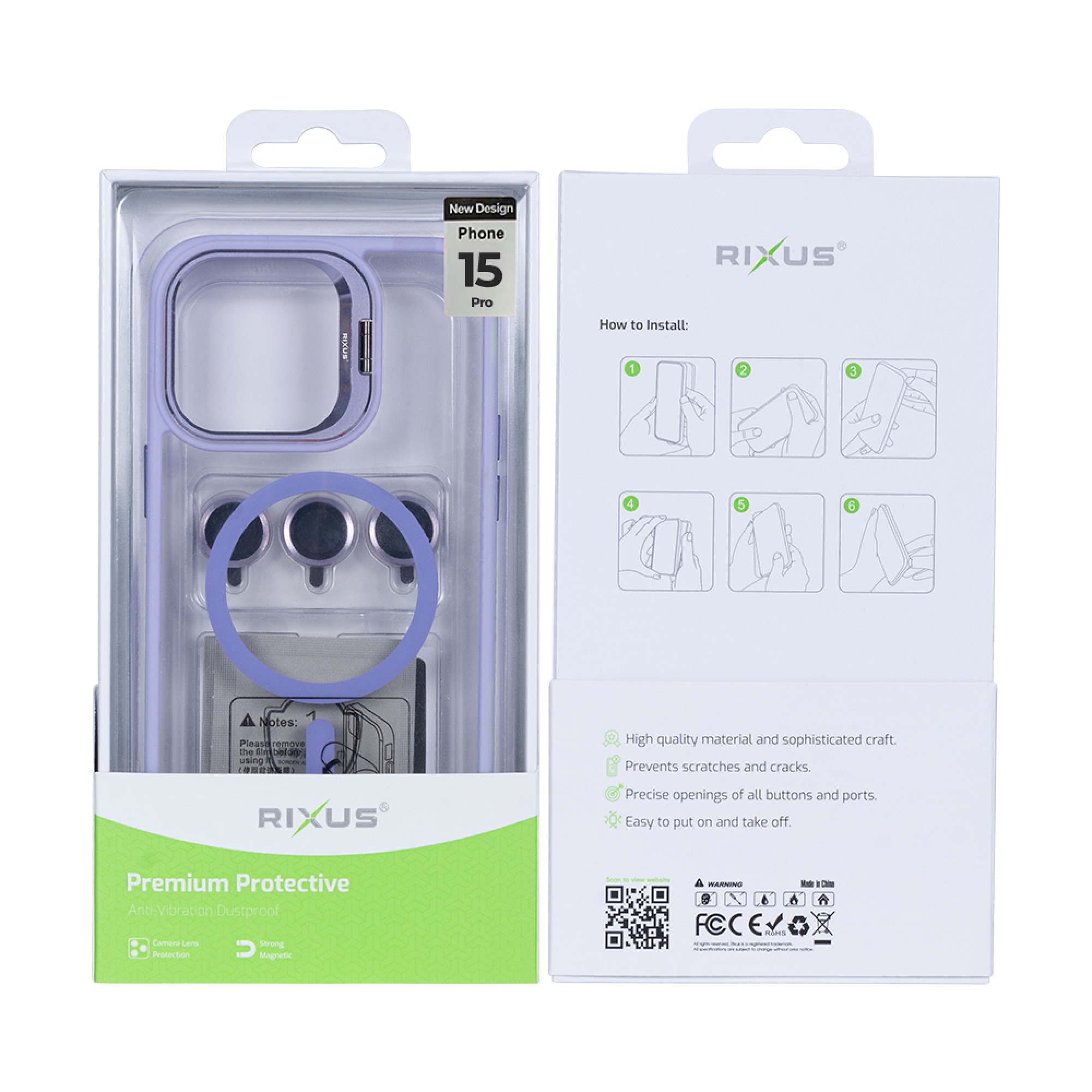 Rixus Classic 03 Case With MagSafe For Apple iPhone 15 Pro Light Purple