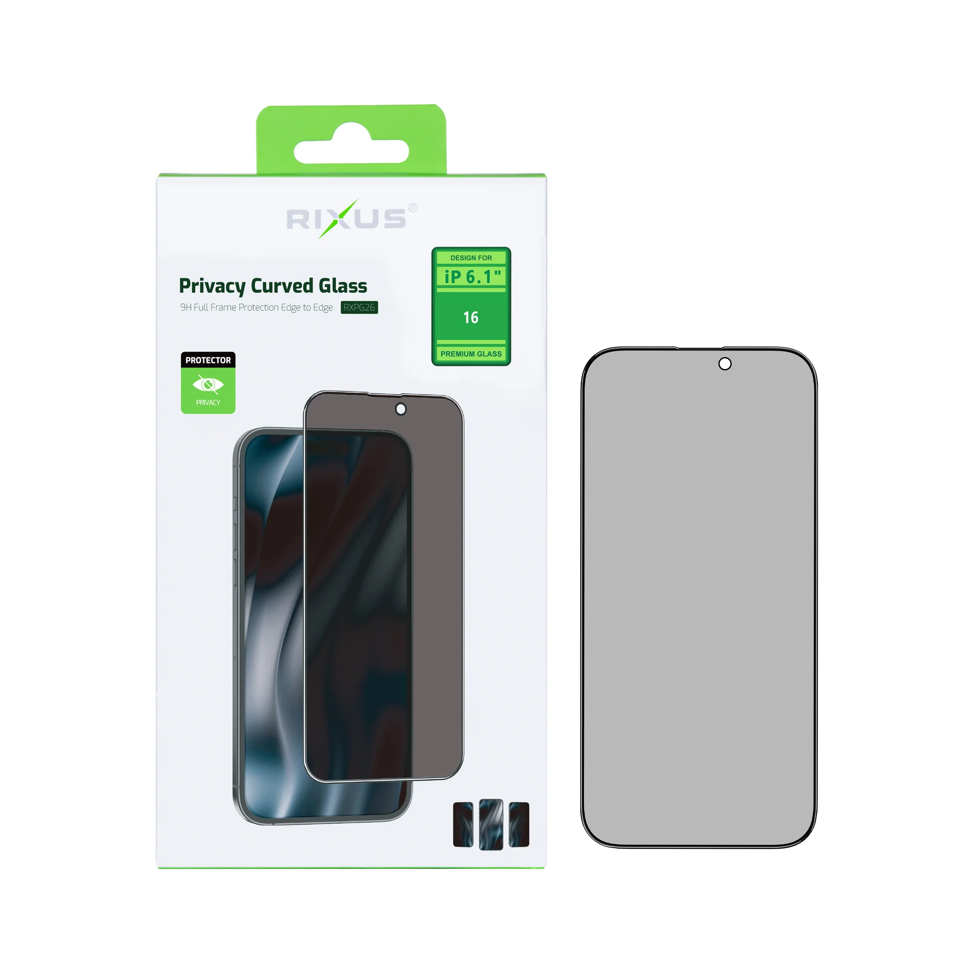 Rixus Privacy Full Curved Edge Tempered Glass For Apple iPhone 16
