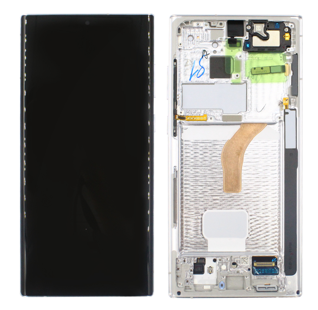 Samsung Galaxy S22 Ultra S908B Display And Digitizer With Frame Phantom White Service Pack