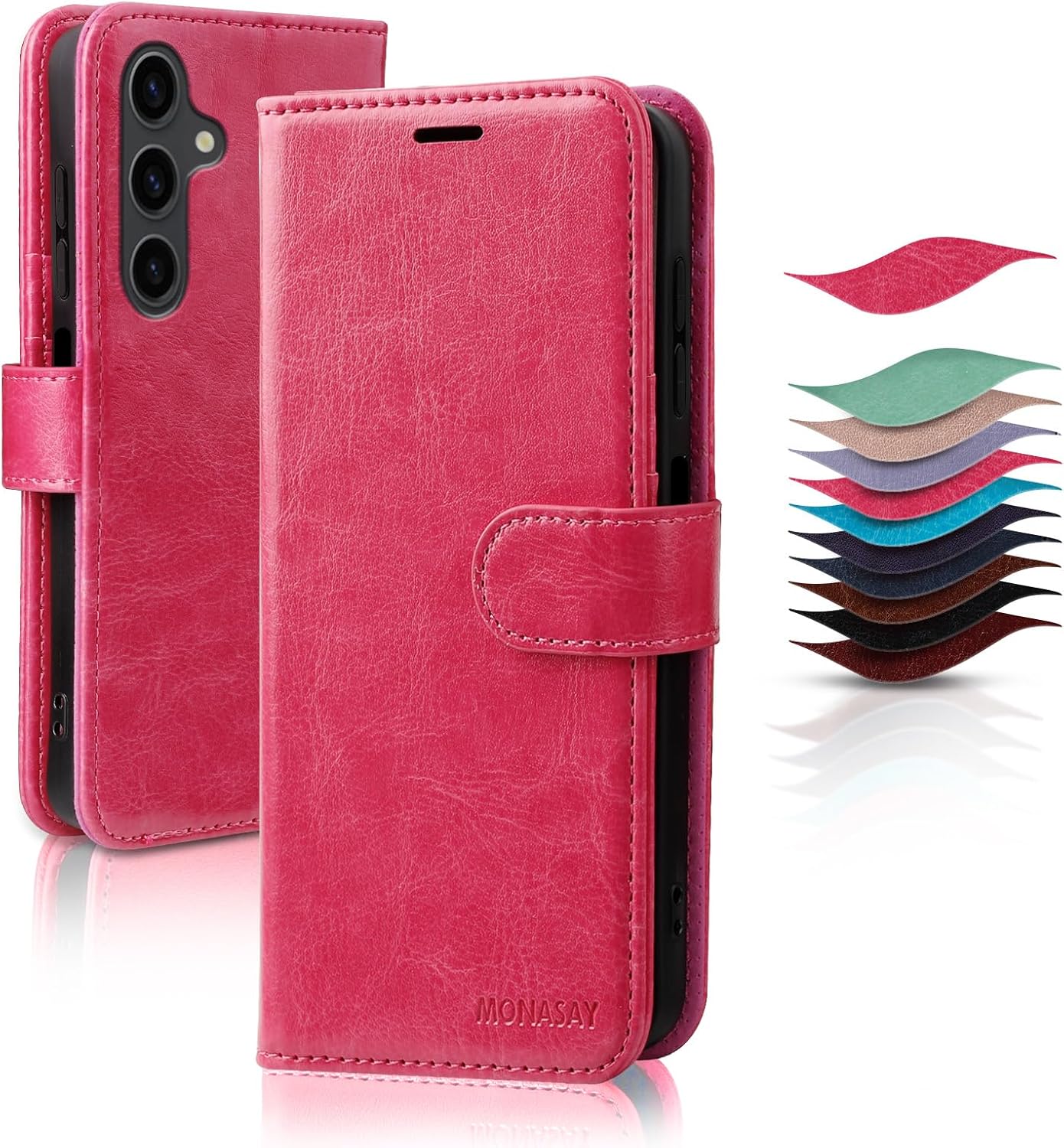 For Samsung Galaxy A35 5G Case with Thickened Strap RFID Blocking Wallet Stand Leather Flip Phone Cover - Purple