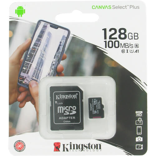 Kingston 128GB Canvas Select Plus SDCS2/128GB microSDXC Memory Card C10 U1 V10 A1 UHS-I