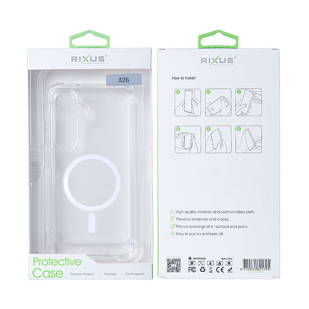 Rixus Anti-Burst Case With MagSafe For Samsung Galaxy A26, A17 Transparent