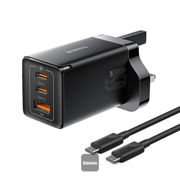 Basues 2-in-1 Fast Charger – 2C+U, 65w, UK – GaN5 Pro Fast Charger