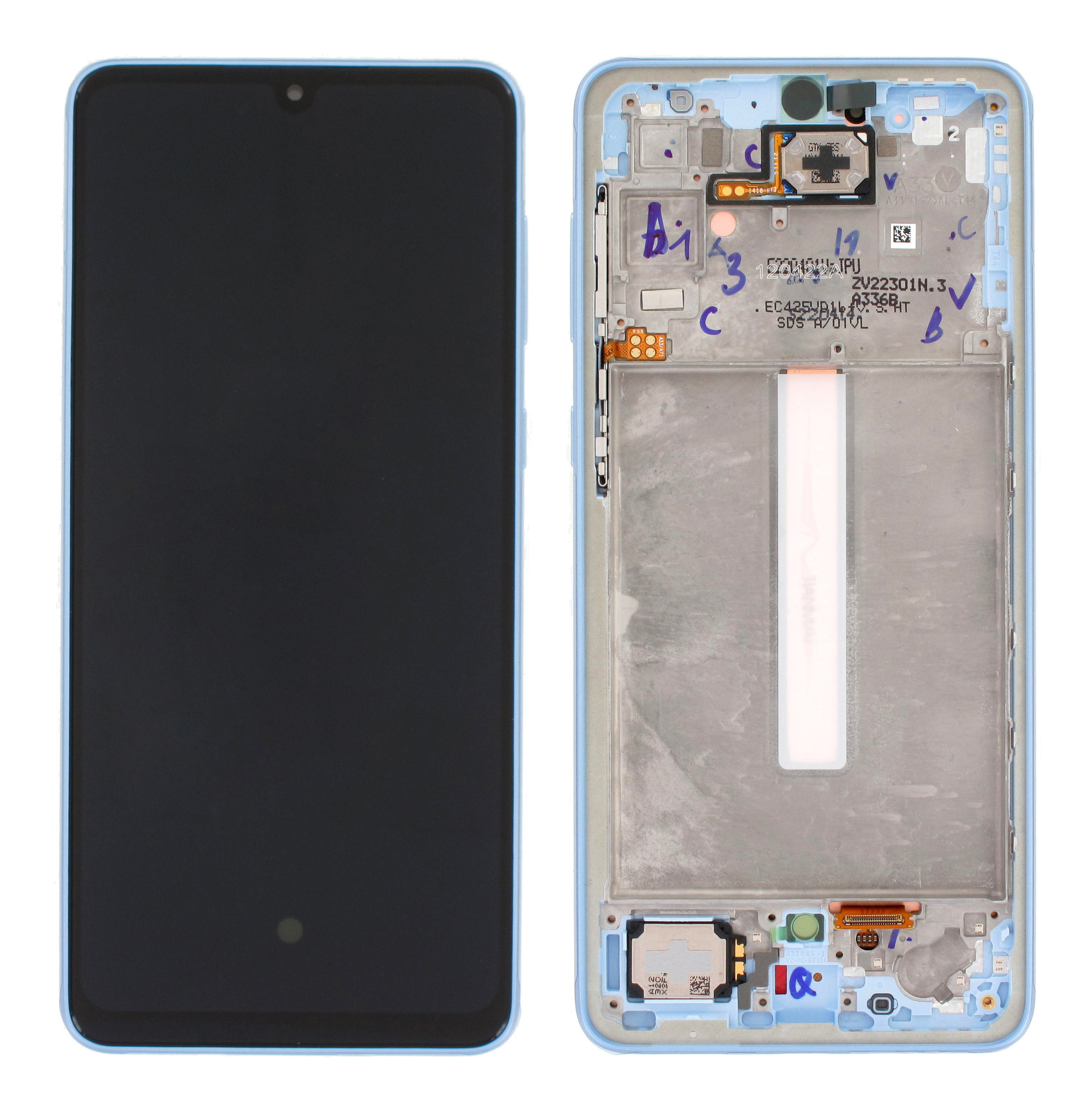 Samsung Galaxy A33 5G A336B Display And Digitizer With Frame Blue ORIGINAL