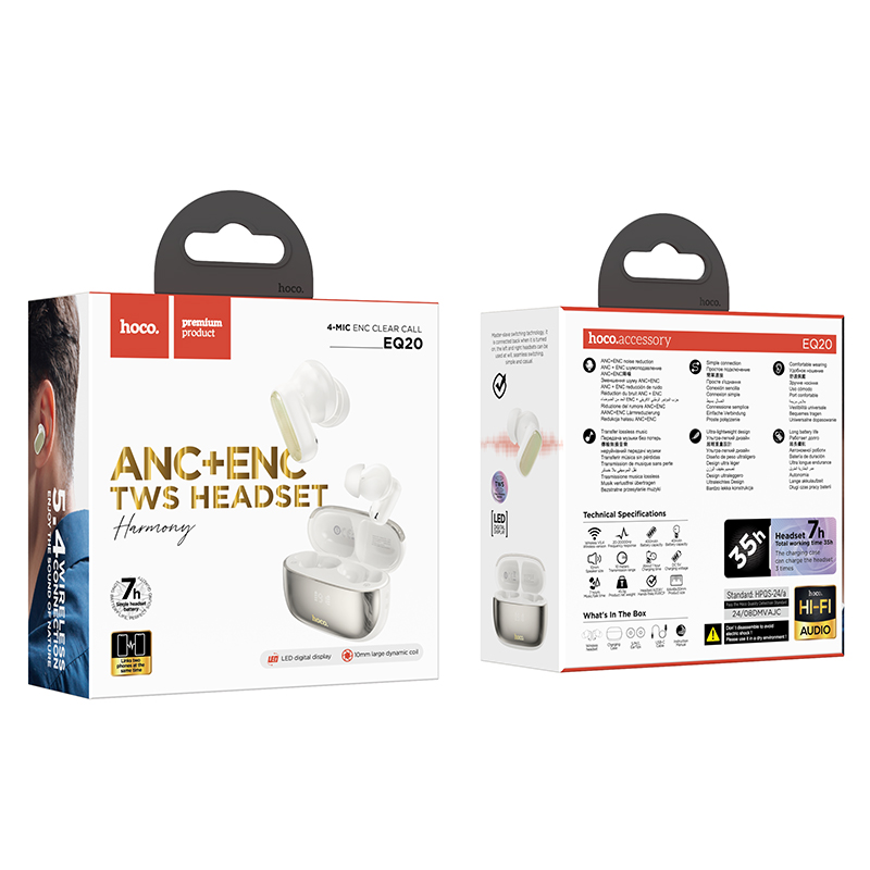 HOCO. EQ20 Wireless Headphones with Charging Case (BT v5.4) Noise Reduction ENC + ANC -